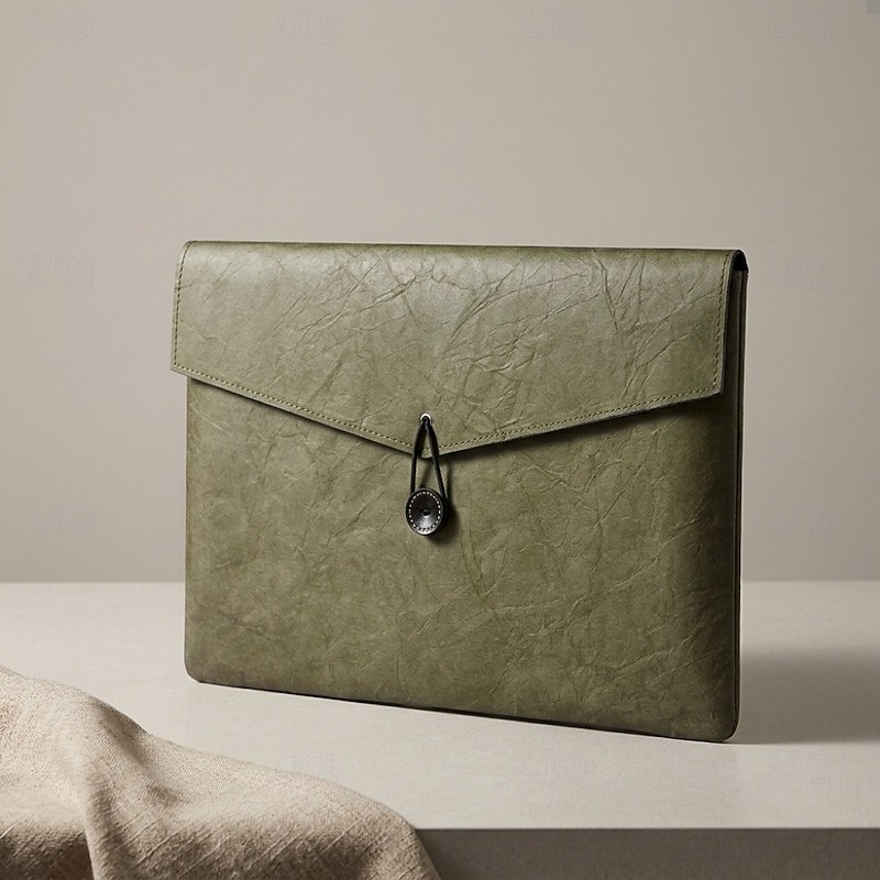 női bőr laptoptok borítéktáska filc béléssel 13-16 hüvelykes ütésálló vékony tok irodai vállalkozásoknak — Light Green / S