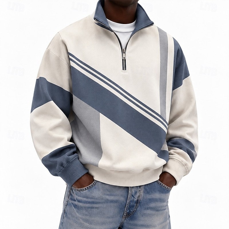 Férfi Mértani Pulóver Sportok Semleges Divat Fél cipzár Szabadtéri Munka Ajándék #1 #2 Cipzár Ősz Tél Tervező S M L XL XXL XXXL — #1 / S - 2. kép