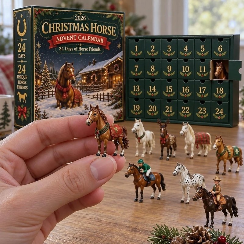 Christmas Horse Advent Calendar 2026, 24 Days of Horse Friends with Miniature Horse Figures and Riders, Christmas Countdown Calendar, Holiday Christmas Gift for Kids and Horse Lovers — 24 days - Image 2