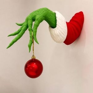 Christmas Ornament Holder Hanger Wall Decor, Resin Green Hand with Santa Sleeve, Holiday Hanging Ball Display Hook, Funny Christmas Wall Decoration for Home, Party & Seasonal Decor — hand