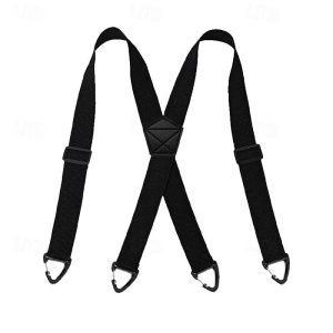 Men's 4-Clip Suspenders Hidden Suspender Under Clothes with 4 Snap Loop (3.8cm wide)  X-Back Adjustable Work Mountaineering Strap Outdoor Men's Mountaineering Buckle Strap Mountaineering — Black 4-Clip
