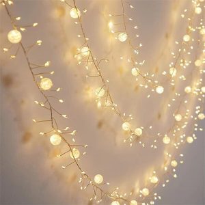 6M 400 LED függő fények petárda klaszter girland fények kültéri tündérfények csörömpöléssel DC31V kristály csörömpölő gömb tündérfények teraszhoz ablakhoz parti dekorációhoz - EU/US/UK dugalj