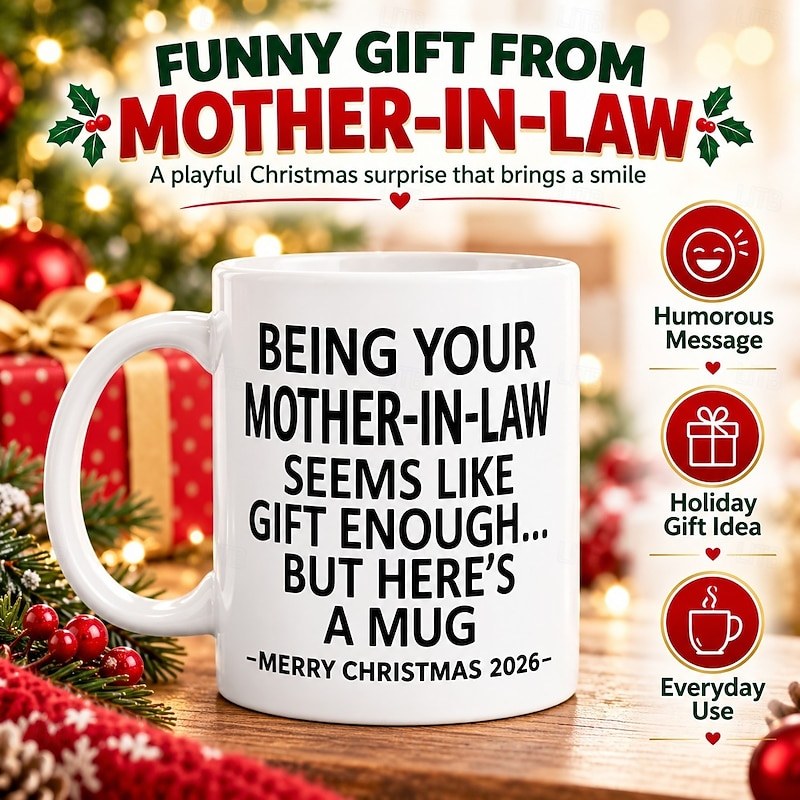Being Your Mother-In-Law 11oz Funny Mug, Holiday Coffee Cup from Mom-in-Law Hilarious Xmas Present, Family Birthday Seasonal Drinkware — White - Image 2