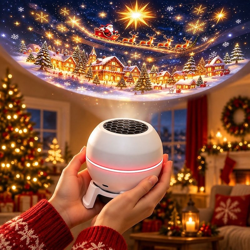 Christmas Projector Night Light, Magical Holiday Projector with 360° Adjustable Angle, USB Powered Winter Wonderland Projection Lamp for Indoor Christmas Decorations, Ceiling and Wall Decor - Image 2