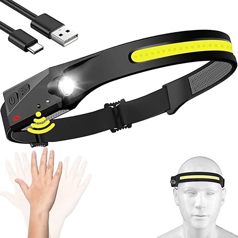 LED Headlamp, Rechargeable Flashlight for Adults, 230 Wide Beam Headlight, Motion Sensor Head Lamp, Adjustable Headband Outdoor Waterproof Head Light for Running, Camping, Hiking - Image 2