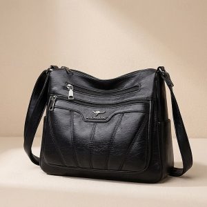 női fekete barna crossbody táska több cipzáras zsebbel - stílusos és praktikus mindennapi válltáska munkához és hétköznapi használatra — 2019 black